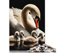 Jigsaw Puzzle for Adults Swan Family Portrait 500 Piece Jigsaw Puzzles Wooden Puzzles for Adults& Teens Age 18 Years Up Challenging Game 500pcs (52x38cm)