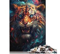 Jigsaw Puzzle for Adults The Colorful Psychedelia of The Mysterious Tiger 尺寸 Pieces Puzzles for Adults Kids Wooden Jigsaw Puzzles for Adults & Kids Age 12 Years Up Great Gift for Adults 500pcs (52x38c