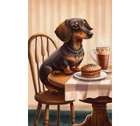Jigsaw Puzzle for Adults The Dachshund's Gourmet Table - DIY All Crystal Craft Kit for Beginners & Relaxation, Cute Animals for Home Decor Kitchen Decor_500pcs