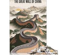 Jigsaw Puzzle for Adults The Great Wall of China Illustration 1000 Pieces Jigsaw Puzzle Wooden Puzzle Suitable for Adults And 18 And Up Family Puzzle Game 1000pcs (75x50cm)