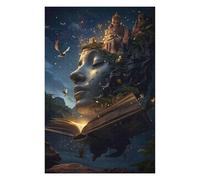 Jigsaw Puzzle for Adults The World of Books 1000 Pieces Modern Design Cardboard High Resolution Poster Ages12+-26x38cm