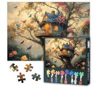 Jigsaw Puzzle for Adults, Tree House 1000 Piece Puzzles, Forest Treehouse Challenging Hard Puzzles, Bird with Plant Art Jigsaw Puzzle, Nature Home Decor for Living Room(50.5x70.5cm)