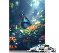 Jigsaw Puzzle for Adults Tropical Blue Butterfly 500 Pieces Jigsaw Puzzle Wooden Puzzle Suitable for Adults And 18 And Up Family Puzzle Game 500pcs (52x38cm)