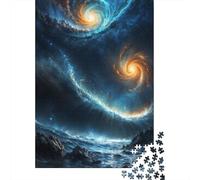 Jigsaw Puzzle for Adults, Two Galaxies Collide, 1000 Pieces, 38x26cm/1000pcs; Relaxed Solo Time at Home; Low-dust White Cardboard Pieces