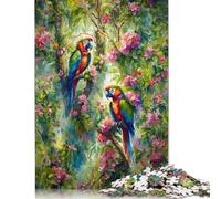 Jigsaw Puzzle for Adults Two Parrots in Jungle 500 Piece Jigsaw Puzzles Wooden Puzzle for Adults& Age 18 Years Up Educational Game 500pcs (52x38cm)