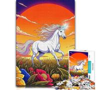 Jigsaw Puzzle for Adults Unicorn in A Floral Meadow 1000pcs (70x50cm) | A printed paper puzzle at weekends for steady concentration.