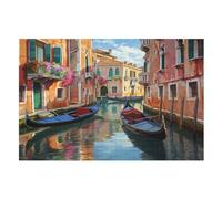 Jigsaw Puzzle for Adults Venice Canal View 1000 Piece Wood Puzzles Children Challenging Game （75×50cm）