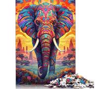 Jigsaw Puzzle for Adults Vibrant Highland Elephant 500 Pieces Jigsaw Puzzle Wooden Puzzle Suitable for Adults And 18 And Up Family Puzzle Game 500pcs (52x38cm)