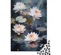 Jigsaw Puzzle for Adults, Water Lily Pond Reflections, 1000 Pieces, 70x50cm/1000pcs, A Calm After-work Activity; White Pieces for Organised Sorting