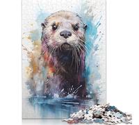Jigsaw Puzzle for Adults Watercolor Sea Otter 500 Piece Jigsaw Puzzles Wooden Puzzle for Adults& Age 18 Years Up Educational Game 500pcs (52x38cm)