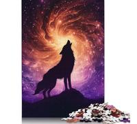 Jigsaw Puzzle for Adults Wolf Howling at Cosmic Vortex Sky 1000 Piece Jigsaw Puzzles Wood Puzzle Adults And Challenging Game 1000pcs (75x50cm)