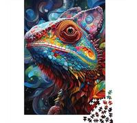 Jigsaw Puzzle for Art Chameleon 500 Piece Jigsaw Puzzles Wooden Jigsaw for Adults & Challenge Family 500pcs (52x38cm)