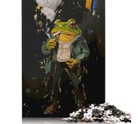 Jigsaw Puzzle for Cool Smoking Toad in Jacket 1000 Piece Jigsaw Puzzles Paper Jigsaw for Adults & Challenge Family 38x26cm/1000pcs