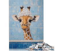 Jigsaw Puzzle for Giraffe Bath Time 500 Piece Jigsaw Puzzles Wooden Jigsaw for Adults & Challenge Family 500pcs (52x38cm)