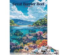 Jigsaw Puzzle for Great Barrier Reef Australia Travel Poster 500 Piece Jigsaw Puzzles Wooden Jigsaw for Adults & Challenge Family 500pcs (52x38cm)