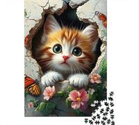 Jigsaw Puzzle for Kids Cute Kitten 1000 Piece Wooden Jigsaw Puzzles for Adults & Children Challenge Family 1000pcs (75x50cm)
