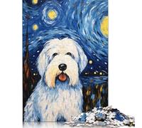 Jigsaw Puzzle for Kids Old English Sheepdog Night 1000 Piece Wooden Jigsaw Puzzles for Adults & Children Challenge Family 1000pcs (75x50cm)