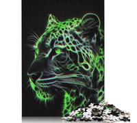 Jigsaw Puzzle for Leopard Green Neon 1000 Piece Jigsaw Puzzles Wooden Jigsaw for Adults & Challenge Family 1000pcs (75x50cm)