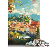 Jigsaw Puzzle for Ljubljana, Slovenia Cityscape 1000 Piece Jigsaw Puzzles Paper Jigsaw for Adults & Challenge Family 38x26cm/1000pcs