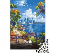 Jigsaw Puzzle For Perth Australia Cityscape Travel Poster 1000 Piece Jigsaw Puzzles for Adults Wooden Jigsaw Puzzles for Adults & Stress Reliever 1000pcs (75x50cm)