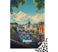 Jigsaw Puzzle for Rome Cityscape Poster 500 Piece Jigsaw Puzzles Wooden Jigsaw for Adults & Challenge Family 500pcs (52x38cm)