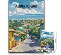 Jigsaw Puzzle for Teenagers 1000 Pieces Addis Ababa Cityscape Toy Intellectual Game Hand Speed Race Birthday Gift Size 38x26cm
