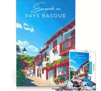 Jigsaw Puzzle for Teenagers 1000 Pieces Affiche Pays Basque, Educational Game, Wall Decoration, Unique Birthday And Xmas Gifts 50x75cm