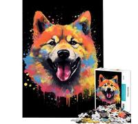 Jigsaw Puzzle for Teenagers 1000 Pieces Akita Inu Color Shiba Inu Practical Game Challenging Game Toys Gifts Ideas Precision Cutting (Size 50x75cm)