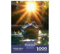 Jigsaw Puzzle for Teenagers 1000 Pieces Alligator in Water with Sunburst Jigsaws for Adults Hands-on Game Enhance Memory Parent-child Interaction 70x50cm/1000pcs