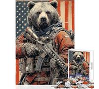 Jigsaw Puzzle for Teenagers 1000 Pieces American Bear Soldier Interactive Family Leisure Activity Ideal Festive Holiday Present (38X52cm)