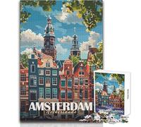 Jigsaw Puzzle for Teenagers 1000 Pieces Amsterdam Cityscape Educational Games Precision Cutting Secret Santa Gifts Size 50x75cm