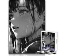 Jigsaw Puzzle for Teenagers 1000 Pieces Anime Girl Crying in Rain Educational Games Precision Cutting Secret Santa Gifts Size 38x26cm