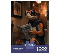 Jigsaw Puzzle for Teenagers 1000 Pieces Anthropomorphic Turtle Reading Newspaper on Toilet Puzzle for Adults Hands-on Game Staycation Kill Time Parent-child Interaction 70x50cm/1000pcs
