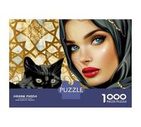 Jigsaw Puzzle for Teenagers 1000 Pieces Arabian Nights Woman Cat Jigsaw Puzzle Relax Games Difficult Hard Difficult And Challenge 70x50cm/1000pcs