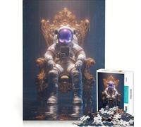 Jigsaw Puzzle for Teenagers 1000 Pieces Astronaut on Golden Throne, Educational Game, Enhance Memory, Challenging Game Gifts 38x26cm