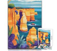 Jigsaw Puzzle for Teenagers 1000 Pieces Australian Cliffs Minimalist Landscape Art Unique Challenge Game Presents for Women Gifts Ideas Size 38x52cm