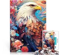 Jigsaw Puzzle for teenagers 1000 Pieces bald eagle among flowers Family Fun Every Piece is Unique - Challenging Family Fun Game 26x38cm