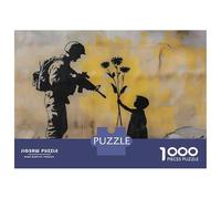 Jigsaw Puzzle for Teenagers 1000 Pieces Banksy Flower Power Graffiti Art Jigsaw Puzzle Relax Games Difficult Hard Difficult And Challenge 38x26cm/1000pcs