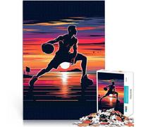 Jigsaw Puzzle for teenagers 1000 Pieces Basketball sunset pop art Lernspiele eignet sich ideal als Geschenk für die ganze Familie38x26cm