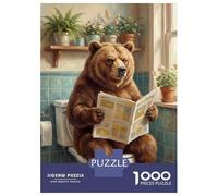 Jigsaw Puzzle for Teenagers 1000 Pieces Bear Reading Newspaper on Toilet Puzzle for Adults DIY Toys Analysis And Logic Difficult And Challenge 70x50cm/1000pcs