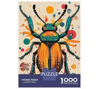 Jigsaw Puzzle for Teenagers 1000 Pieces Beetle Beauty in Modern Pop Art Colorful Beetle Illustration Adult Puzzles Family Game Stress Reliever Parent-child Interaction 38x26cm/1000pcs