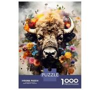 Jigsaw Puzzle for Teenagers 1000 Pieces Bison Floral Hues Jigsaw Puzzle Family Games Perfect Decoration Unique Gifts for Birthday And Christmas 38x26cm/1000pcs