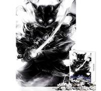 Jigsaw Puzzle for Teenagers 1000 Pieces Black Abyssinian Cat Samurai Animal Toy Wall Decor Birthday Gift Hands-on Game Difficult And Challenge Size 50x75cm