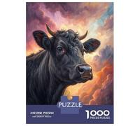 Jigsaw Puzzle for Teenagers 1000 Pieces Black Cow in Dramatic Sky Puzzle for Adults Relax Games For Family Fun for Is Ideal As A Gift 38x26cm/1000pcs