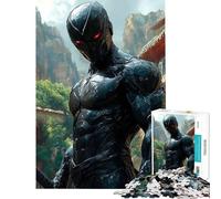 Jigsaw Puzzle for Teenagers 1000 Pieces Black Ninja with Red Eyes Help The Brain Exercise Difficult Challenge Family Game Suitable for Ages 14 And Up (50x75cm)