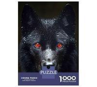 Jigsaw Puzzle for Teenagers 1000 Pieces Black Wolf with Red Eyes Puzzle for Adults Hands-on Game Staycation Kill Time Parent-child Interaction 38x26cm/1000pcs