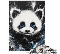 Jigsaw Puzzle for Teenagers 1000 Pieces Blue-Eyed Panda Starry Educational Games Difficult Hard Home Decoration Toys Birthday Present,Travel Gifts, Size 38x26cm