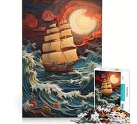 Jigsaw Puzzle for Teenagers 1000 Pieces Boat in The Storm, Relaxing Games, Analysis And Logic, Improving Love between Couples 50x75cm