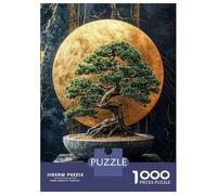 Jigsaw Puzzle for Teenagers 1000 Pieces Bonsai Tree with Golden Moon Jigsaws for Adults Hands-on Game Enhance Memory Parent-child Interaction 52x38cm/1000pcs