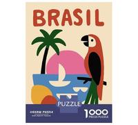 Jigsaw Puzzle for Teenagers 1000 Pieces Brasil Illustration with Parrot And Beach Puzzle for Adults Relax Games For Family Fun for Is Ideal As A Gift 38x26cm/1000pcs